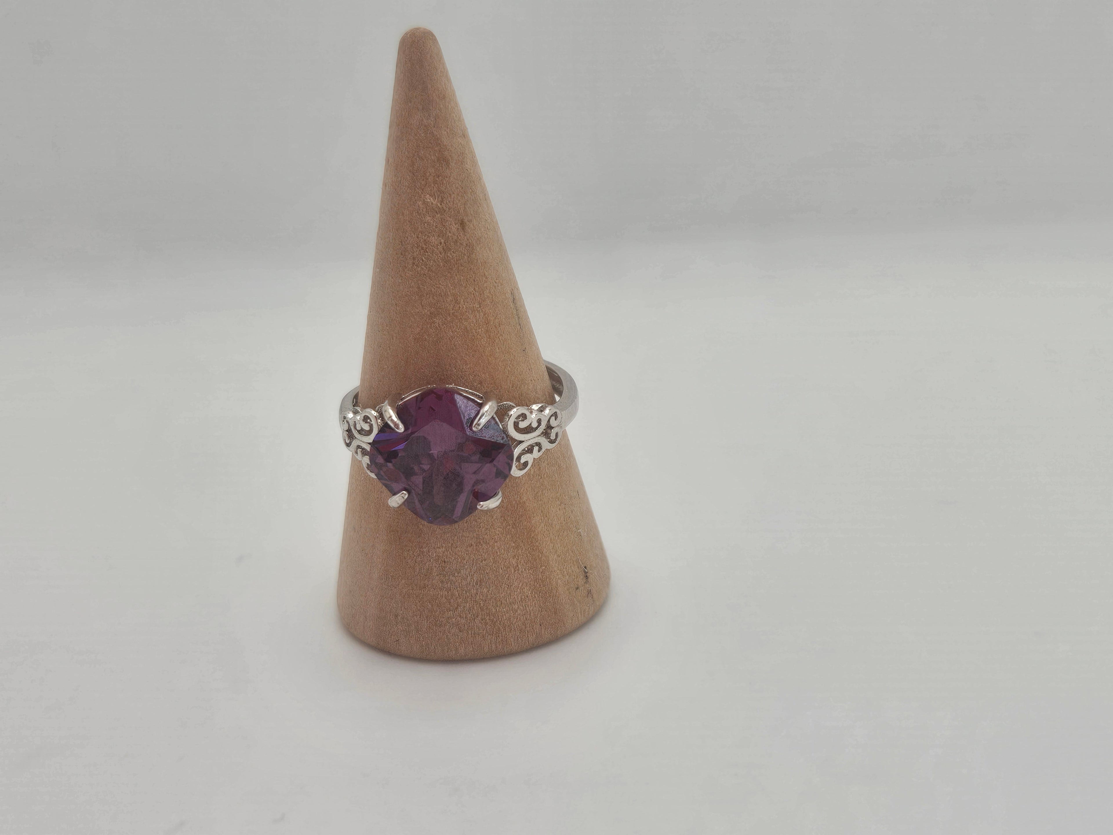 Sterling Silver Purple Cubic Zirconia Ring