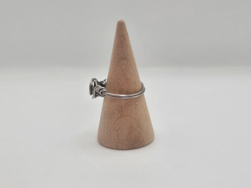 Black Onyx Agate and Stainless Steel Wire Ring