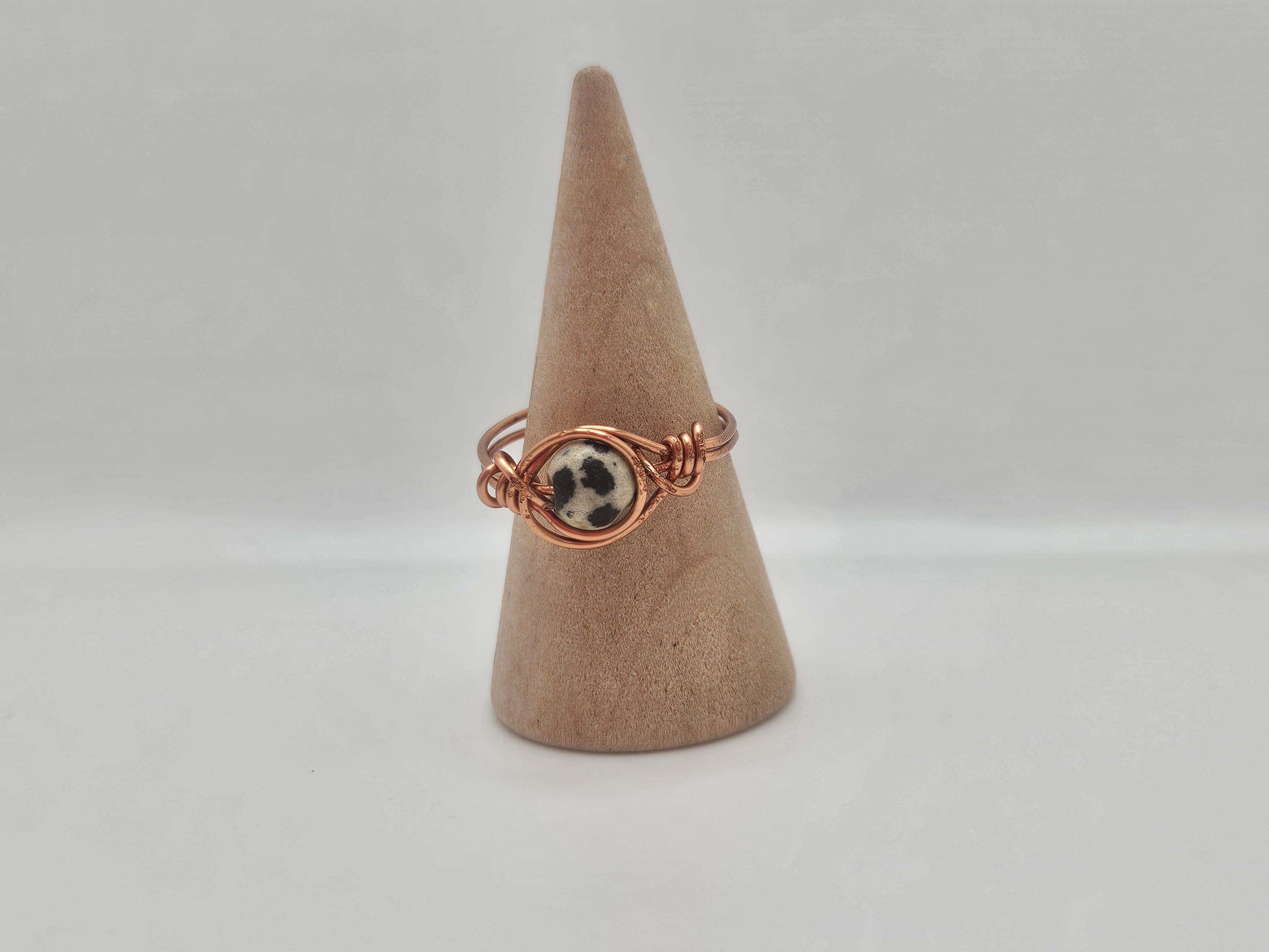 Dalmatian Spot Jasper and Copper Ring