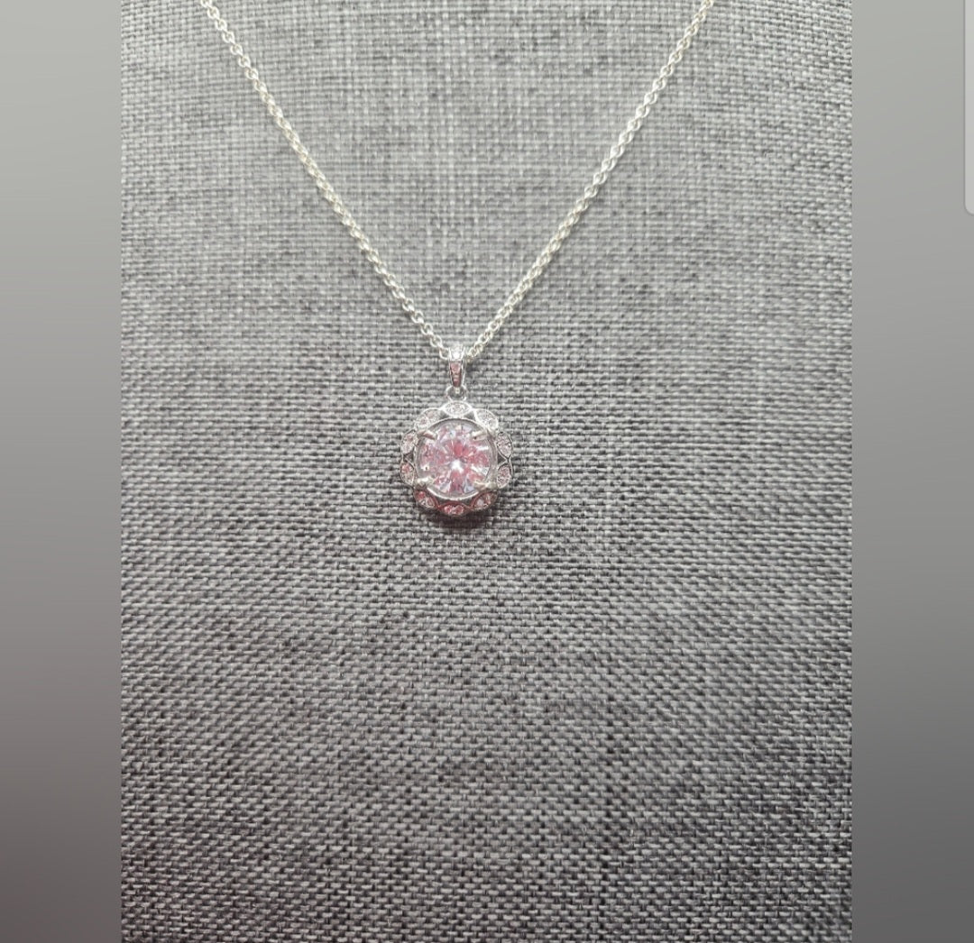 Sterling Silver and Cubic Zirconia Pendant with Chain